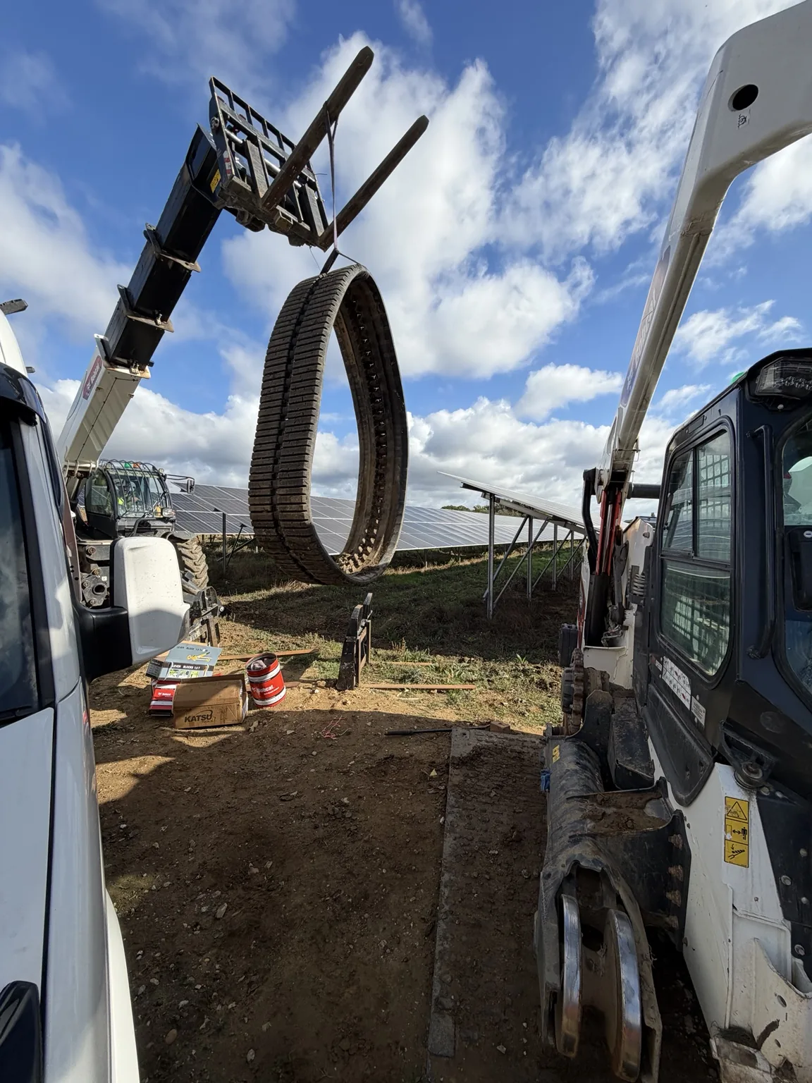 Bobcat T86 track removed during track motor repair on site