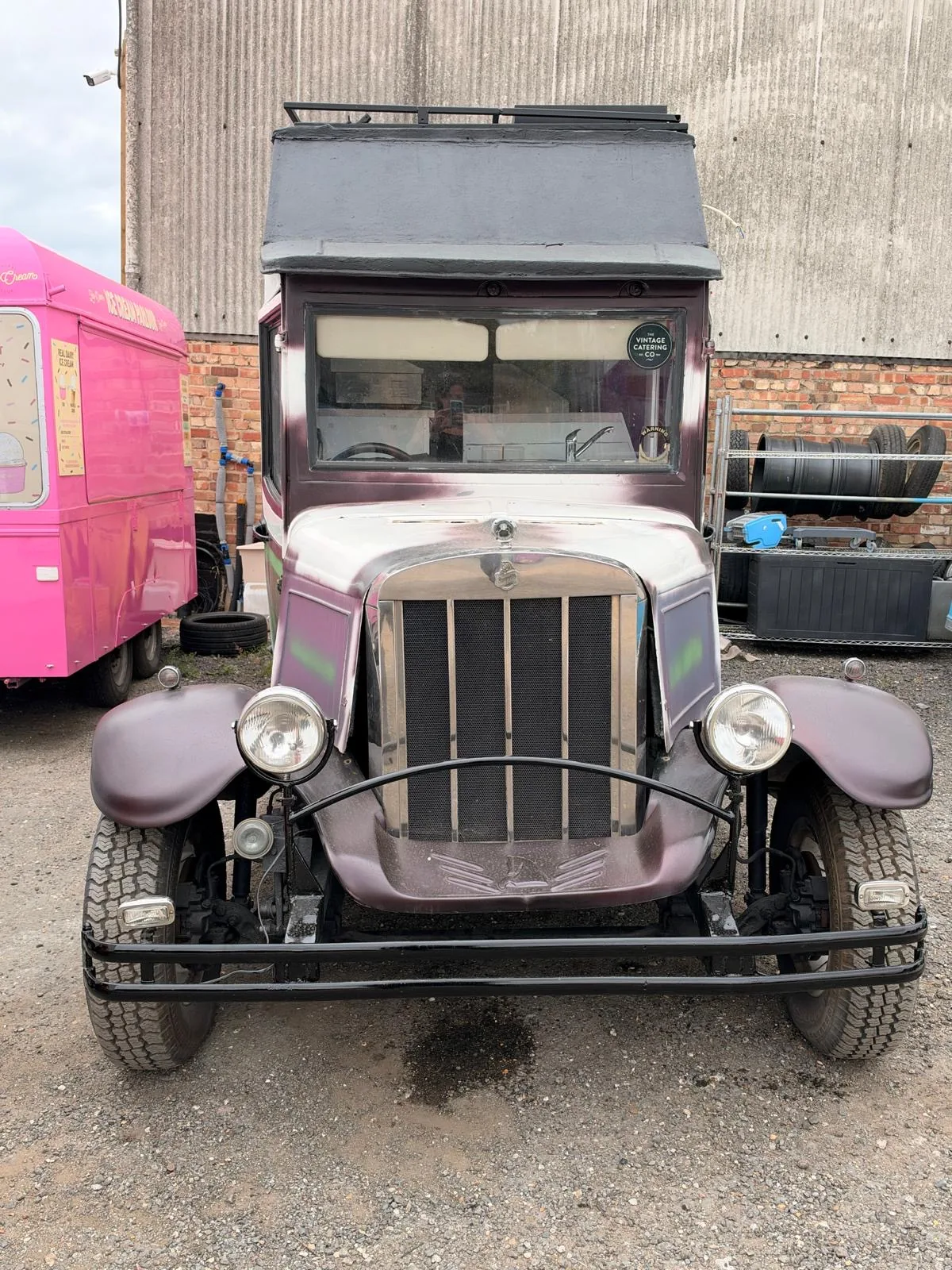 Front view of vintage specialist catering vehicle
